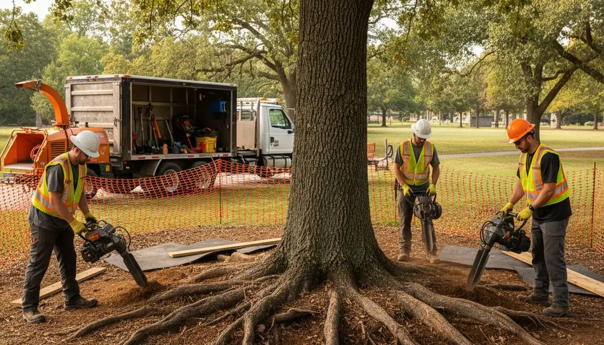 Root protection service in Columbia, MO by professional tree care crew