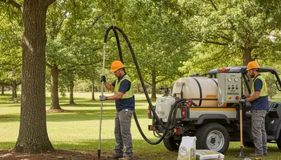 Professional arborist fertilizing a tree in Columbia, MO for healthier growth
