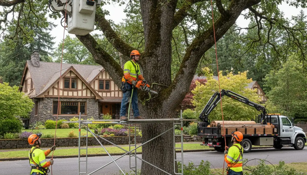 Tree service crew in Columbia, MO providing professional tree removal and pruning assistance