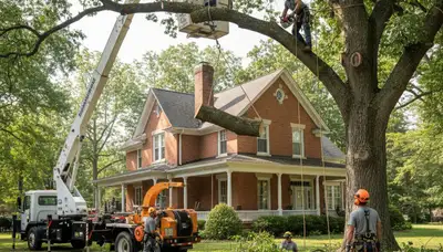 Tree service crew in Columbia, MO performing professional tree removal and cleanup