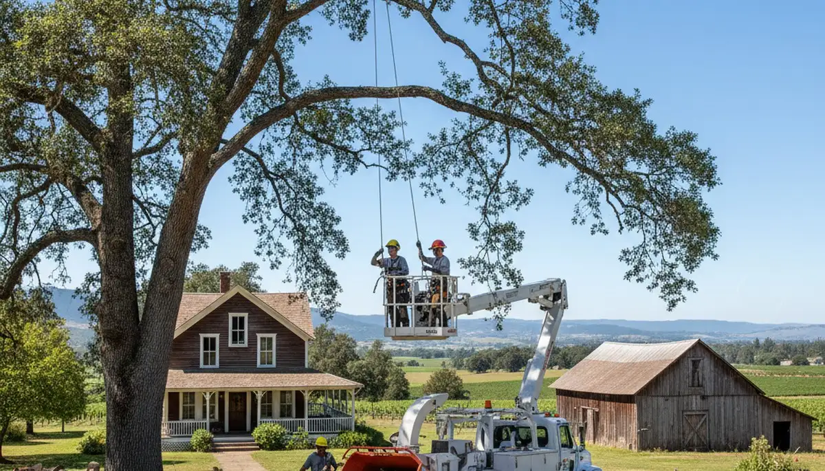Tree service crew in Columbia, MO performing professional tree removal for a local property