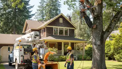 Tree service crew in Columbia, MO providing professional tree removal and trimming services