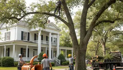 Tree service crew in Columbia, MO providing professional tree removal and trimming services