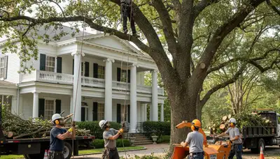 Tree service crew in Columbia, MO performing professional tree removal and trimming work