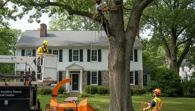 Tree service team in Columbia, MO performing professional tree removal work
