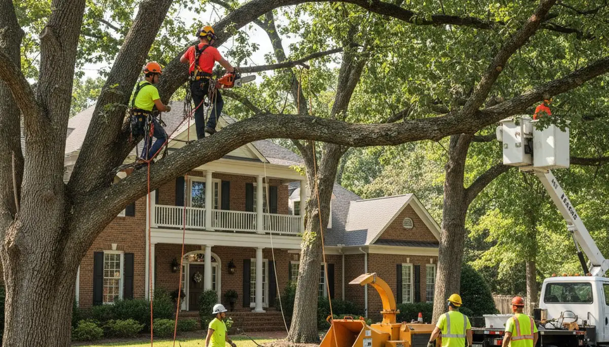 Tree service crew in Columbia, MO handling professional tree removal at a residential property