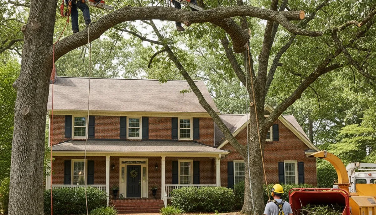Tree service crew removing a tree in Columbia, MO for safe, professional property care