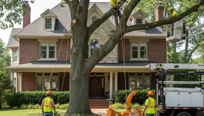 Tree service crew in Columbia, MO providing professional tree removal and trimming services