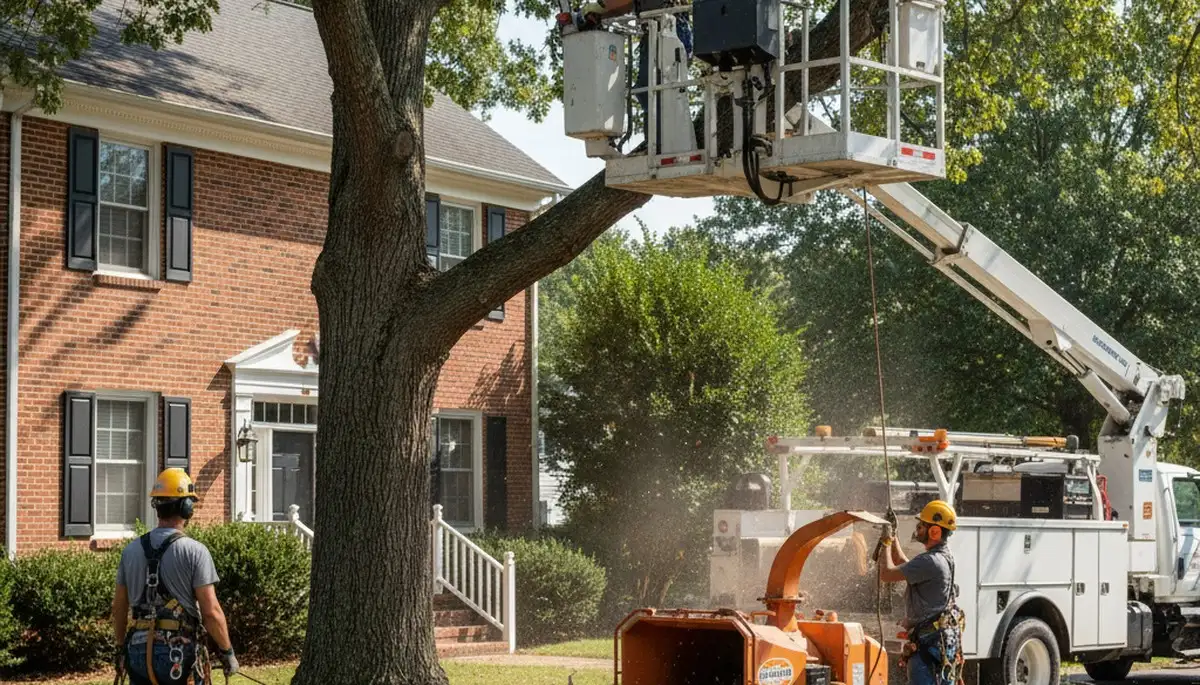 Tree service crew handling tree removal in Columbia, MO for Treeremovalcolumbiamo.com