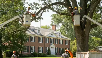 Tree service crew in Columbia, MO providing professional tree removal and cleanup for homeowners