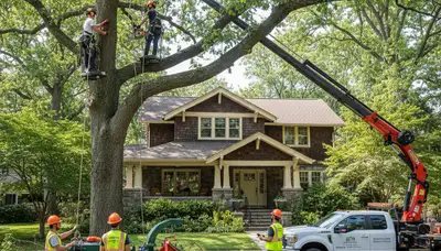 Tree service crew in Columbia, MO performing professional tree removal and cleanup