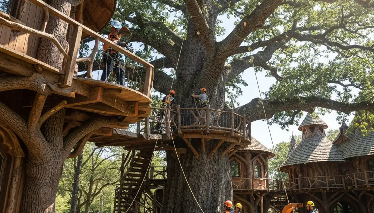 Tree service crew in Columbia, MO providing professional tree removal and cleanup for a property