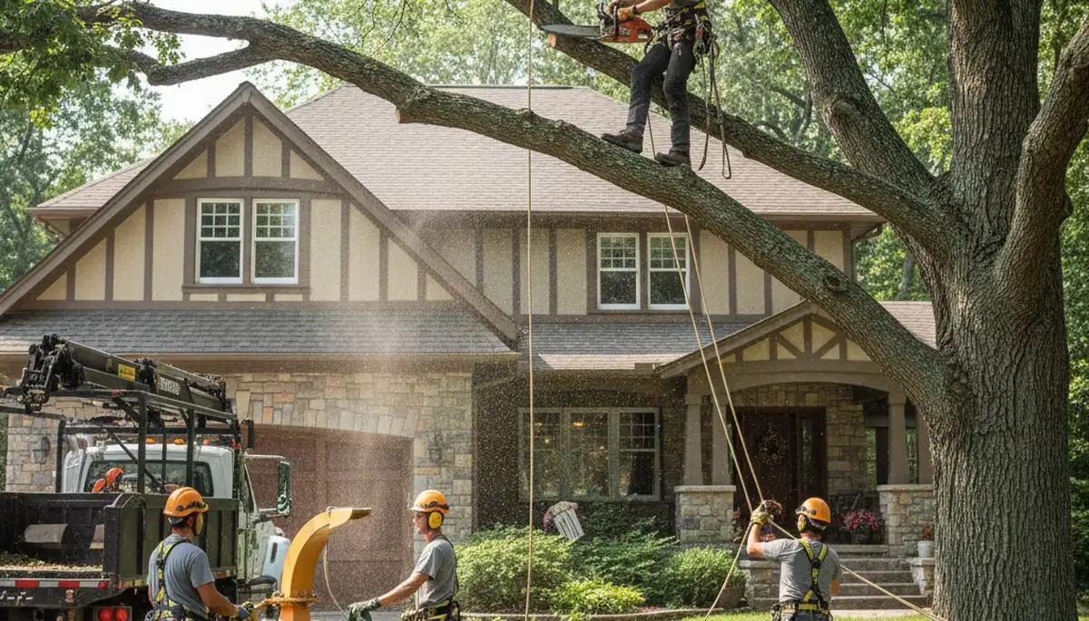 Tree service crew in Columbia, MO removing a tree for safe, professional cleanup
